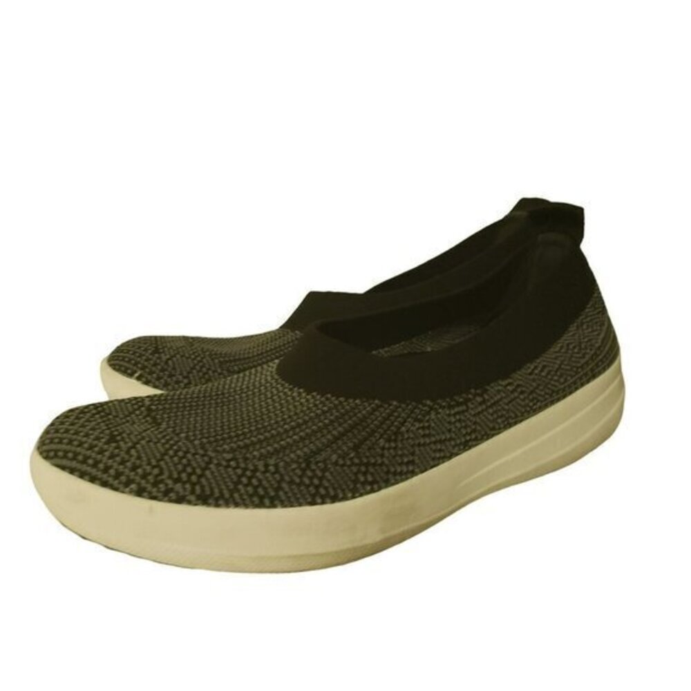 FitFlop Womens Uberknit Ballerina Flats Shoes 6.5 Black‎ White  Pre-Owned